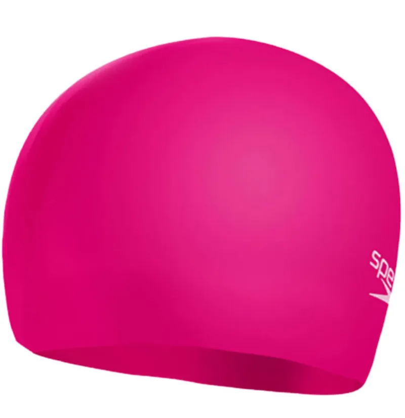 Speedo Junior Plain Moulded Silicone Cap Pink-1